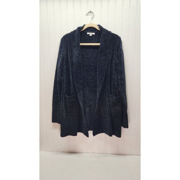 Lot of 3 Orvis Chenille Open Front Cardigan Sweater L/G Brown, Black, Blue - Picture 10 of 13